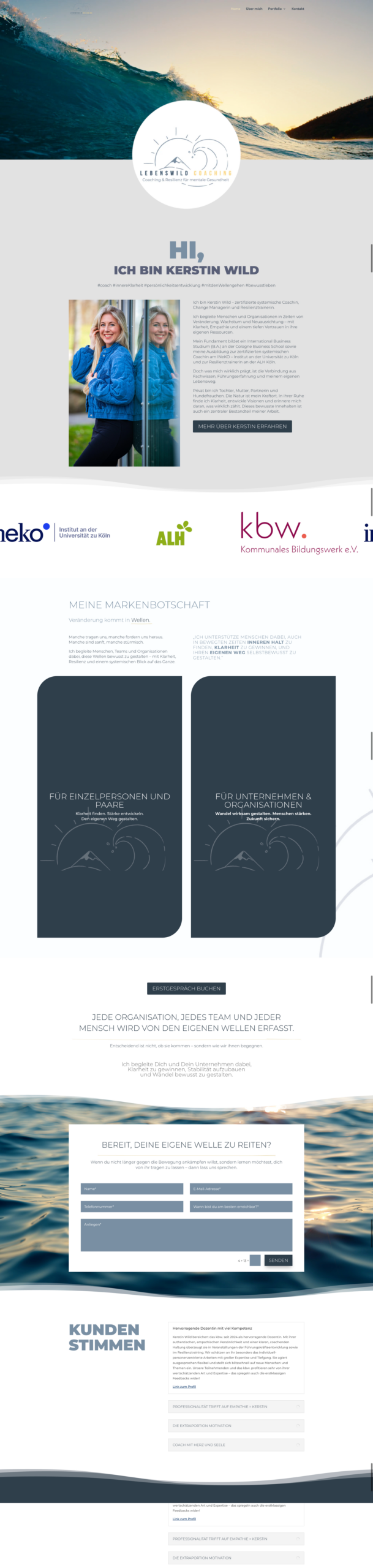 Case Study Webdesign Startseite von Kerstin Wild